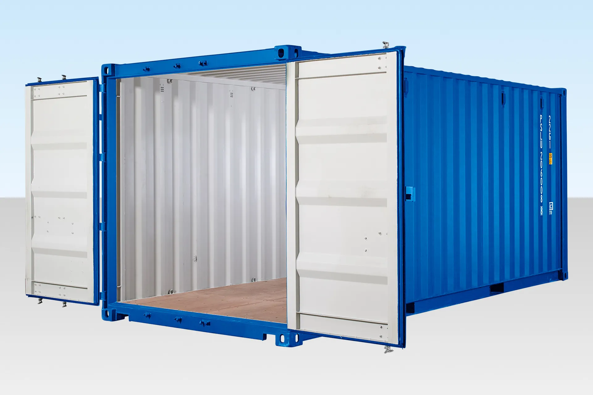 20ft Self Storage Container with Bamboo Floor – Blue (RAL 5010)
